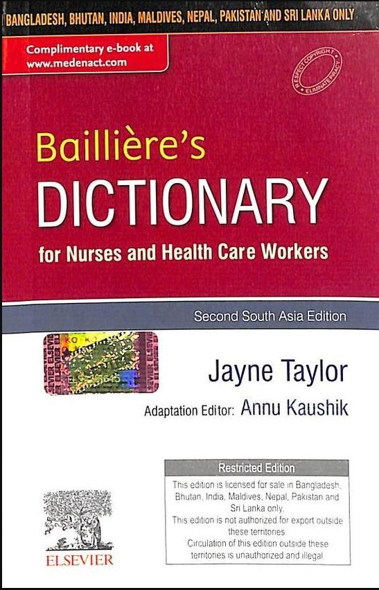 Baillieres Dictionary For Nurses & Health Care Workers : South Aisa Edition