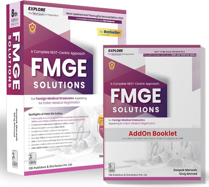 FMGE SOLUTIONS 8th edition with FREE AddON Booklet For Foreign Medical Graduates Appearing for Indian Medical registration (SET of 2 Books)